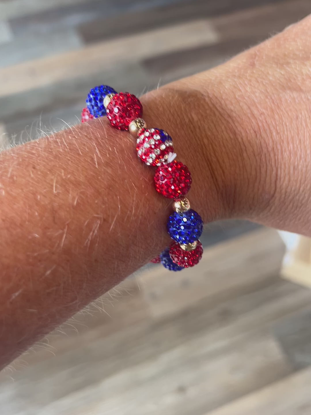 Bedazzled Patriotic Beaded Ball Bracelet