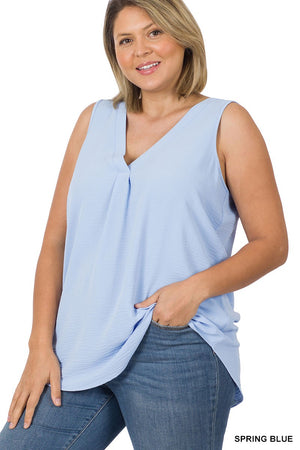 Front Pleat Sleeveless Top in Plus