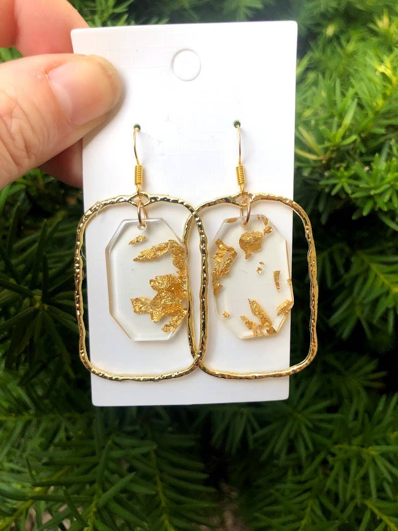 Gold Flaked Chandelier Earrings -RESTOCK